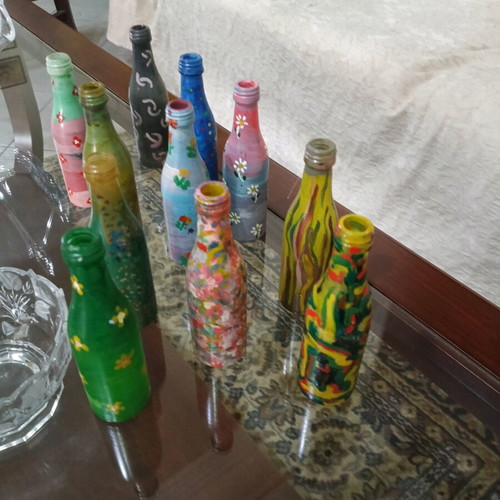 Decorative bottles like new, pack of 12 hand-painted