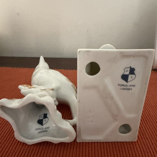 Porcelain decorative bird pair with gold details, 13 cm, like new