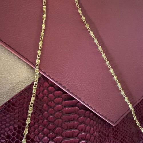 Veta women's envelope bag like new, red with gold chain