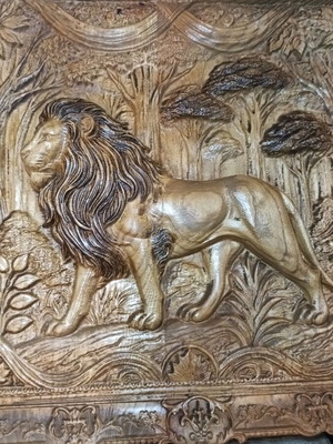 Wooden panel Lion new, size 46-46-6 cm