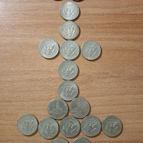 Kennedy half dollars used, pack of 18 coins