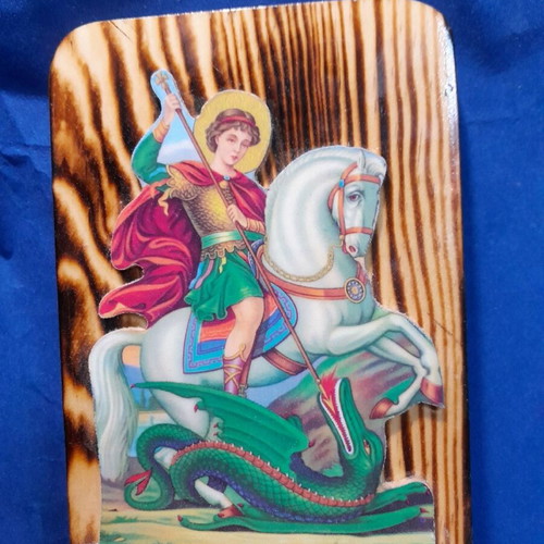 2025 wooden calendar with Saint George new