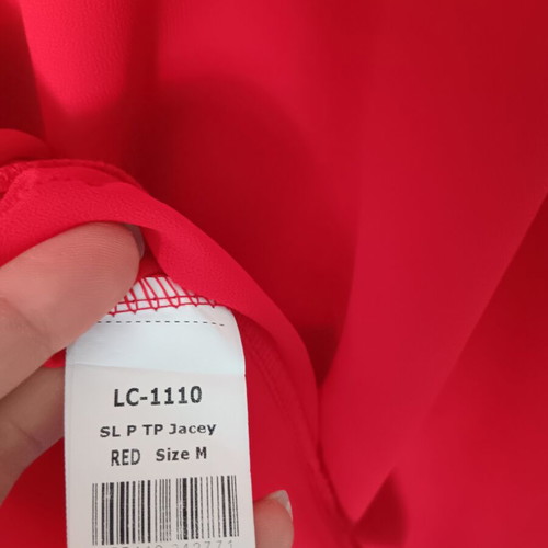 Red transparent blouse medium with front zipper like new