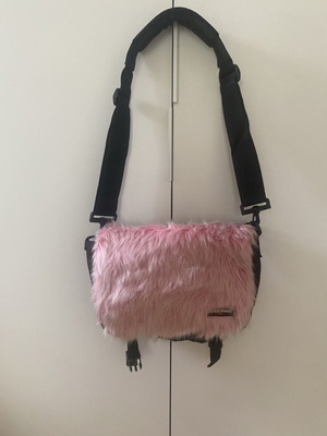 Eastpak shoulder bag 30x25cm with pink fur