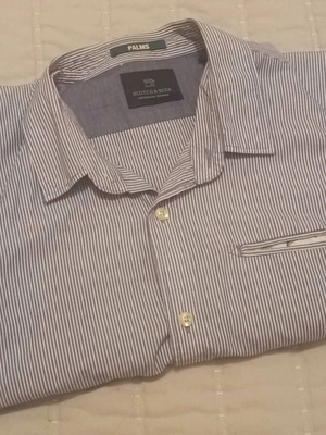 Scotch & Soda Palms shirt used, size Large, white and blue
