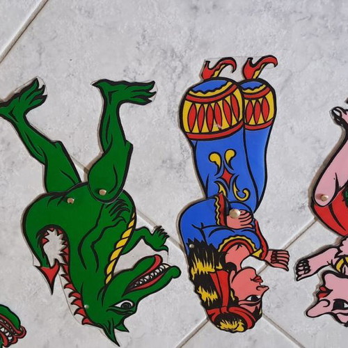 9 Karagiozis shadow theatre plastic figures