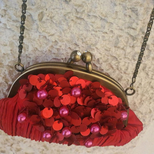 Achilleas Accessories Satin Shoulder Bag like new, red