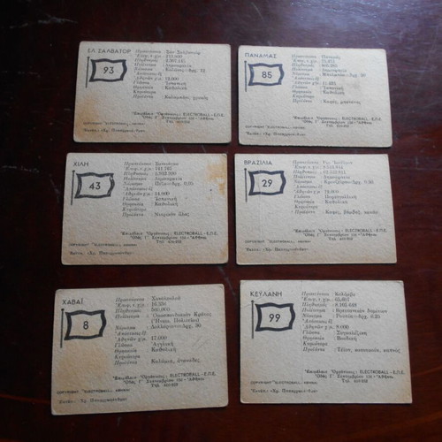 Electroball flags and countries cards used, set of 6