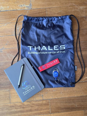 Thales 50th Anniversary notebook, pen, backpack, keychain set new
