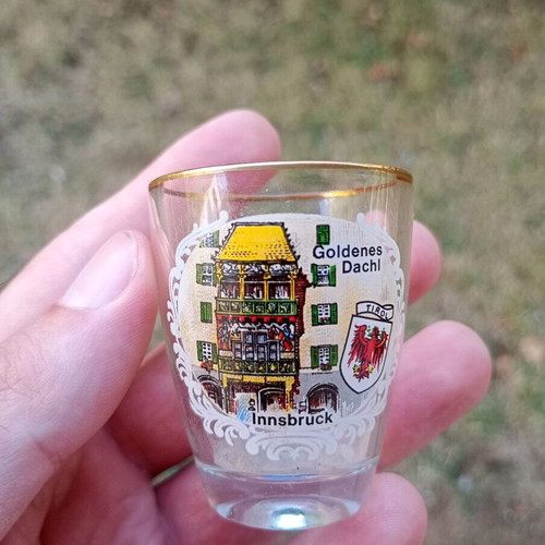 Vintage shot glass used, collectible rare small glass