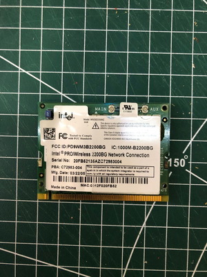 Intel PRO/Wireless 2200BG wireless network card like new, Mini PCI