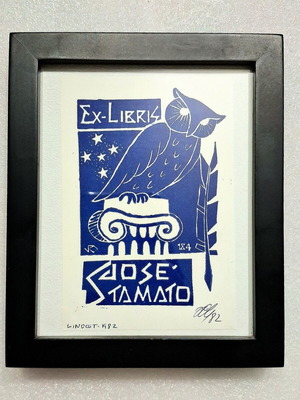 Linocut print signed by José Stamato 1982, like new, framed