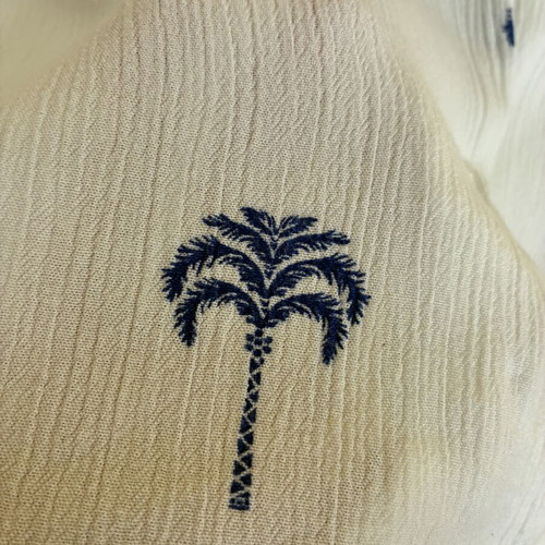 H&M Blue Palm Tree Cropped Resort Shirt like new