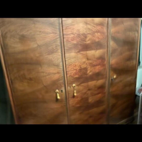 Antique walnut wardrobe used with mirror and drawers
