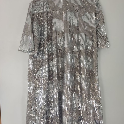 Zara sequin dress with sleeves like new, silver, size S