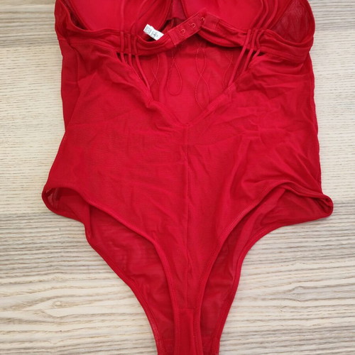 Luna Infinity red mesh bodysuit 75B with push-up