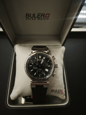 Buler Swiss Chronograph 33201 watch, sapphire, NOS with box