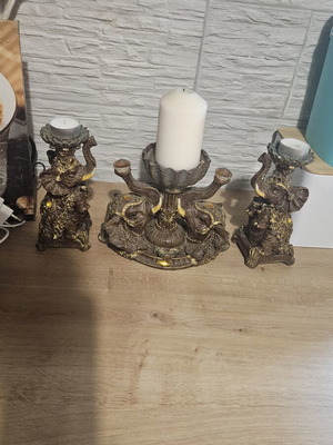 Decorative candle holders set with Indian elephant design like new