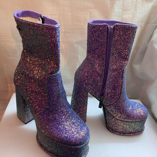High Boots with Platform and Glitter used, size 37
