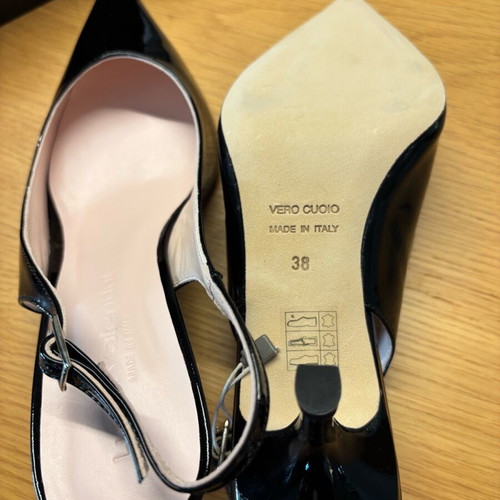 Luca Valentini Slingback shoes new, size 38, black patent leather