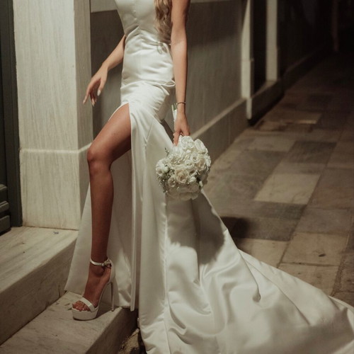Celia Kritharioti Haute Couture mermaid wedding dress like new, white, size XS/S
