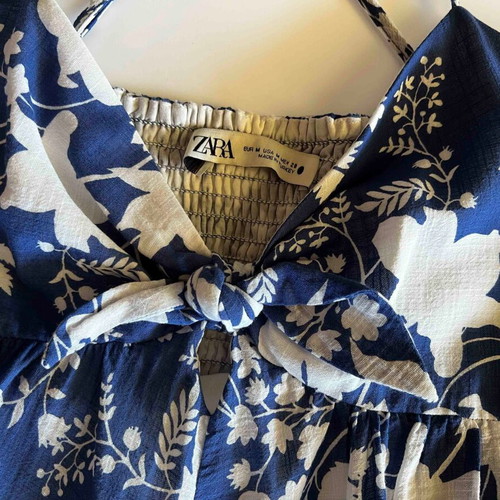 Zara long dress white and blue like new, size M