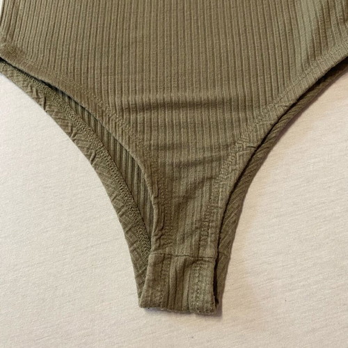 Pull & Bear khaki ribbed bodysuit like new, size S