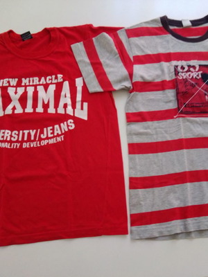 Children's t-shirts used, pack of 2, size 10, grey and red