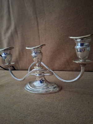Silver-plated three-arm candlestick used