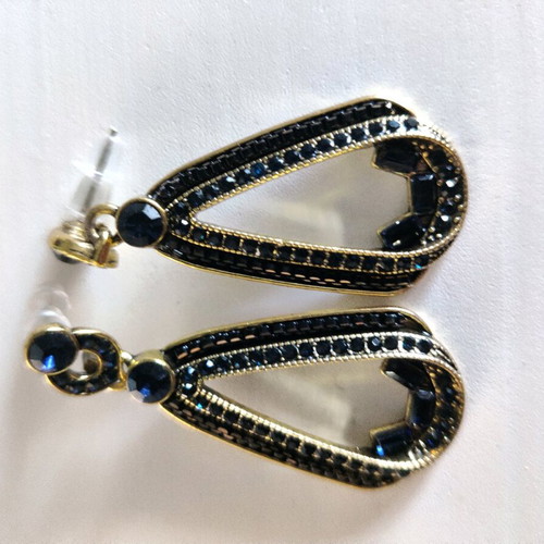 Vintage Blue Earrings with Crystals like new