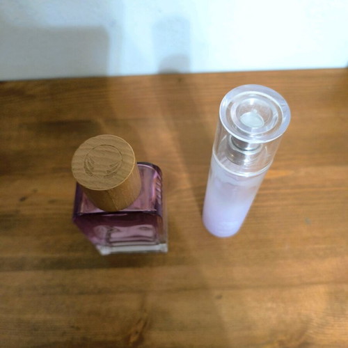 Perfume bottles used, set of 4 empty glass
