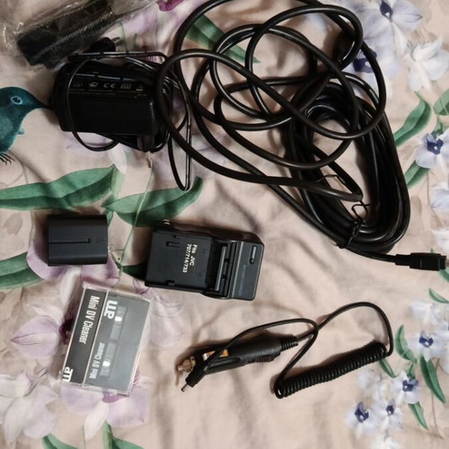 JVC GR D320E video camera used, includes cables and accessories