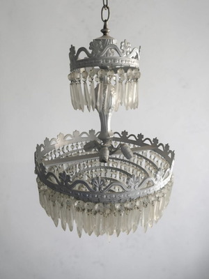 Chandelier ceiling light with 4 bulbs, clear crystal