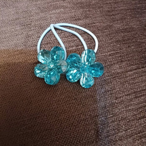 Hair elastic with turquoise flowers new