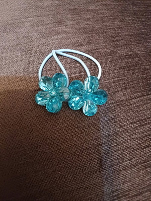 Hair elastic with turquoise flowers new