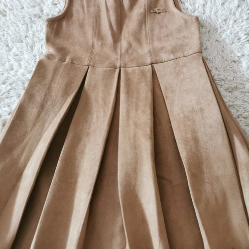 Suede dress camel like new, size 128 for girls