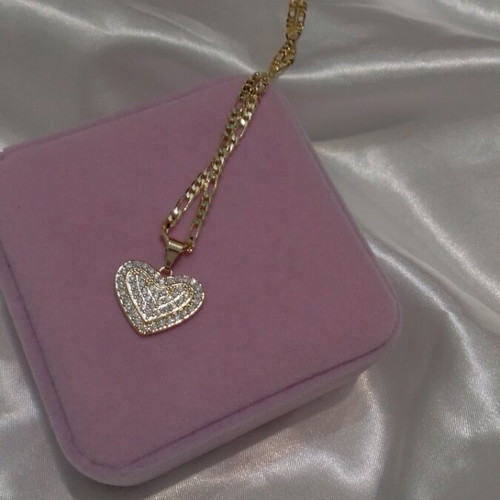 Heart necklace very shiny gold-plated steel new