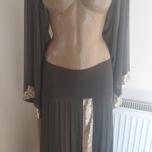 Dress à porter summer skirt and jacket set new, olive with gold embroidery