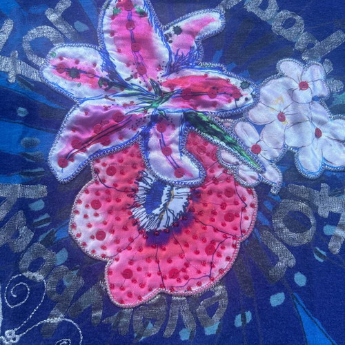 Desigual Vintage Y2K Boho Floral Sequined T-shirt Size XS like new