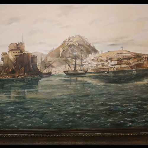 Oil painting Nafplio used on canvas with frame