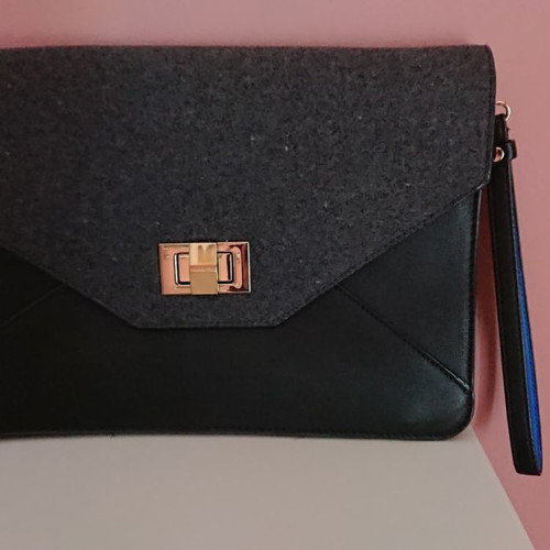 LYDC London envelope bag like new, black-gray with blue details