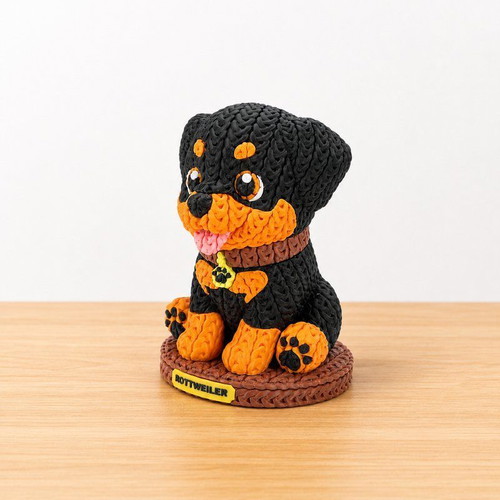 Rottweiler crochet-style 3D printed dog figure