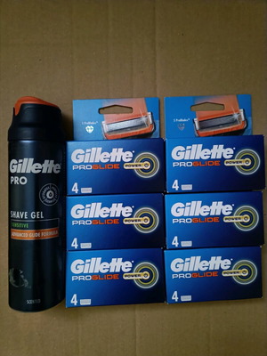 Gillette ProGlide Power 24 genuine replacements and Pro shave gel new