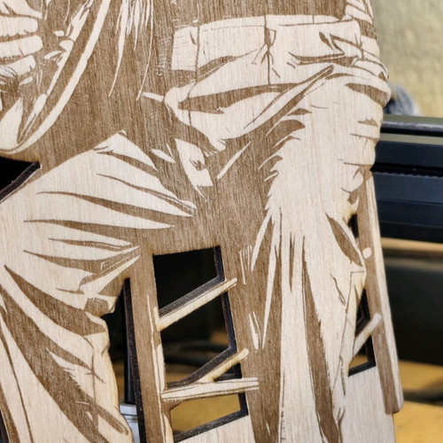 Wooden decorative Markos Vamvakaris new with laser engraving