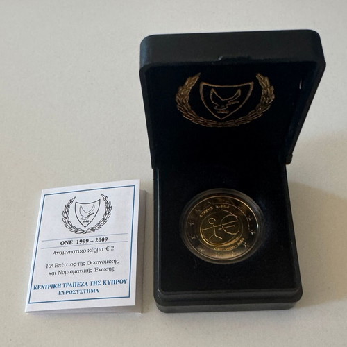 Cyprus 2 Euro 2009 Commemorative Coin 10 Years EMU BU
