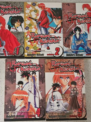 Комплект от 5 използвани манга Rurouni Kenshin томове 1-5, out of print