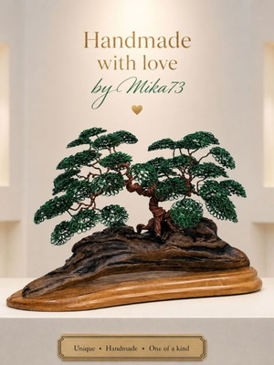 Unique bonsai made of copper wire and wood