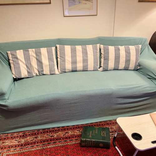 Three-seater sofa bed with extra cover and cushions