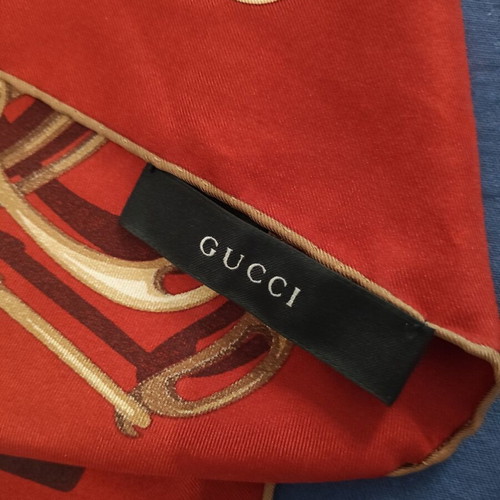 Gucci vintage burgundy silk horsebit square scarf like new