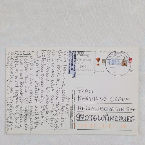 Postcard used, mailed from Germany